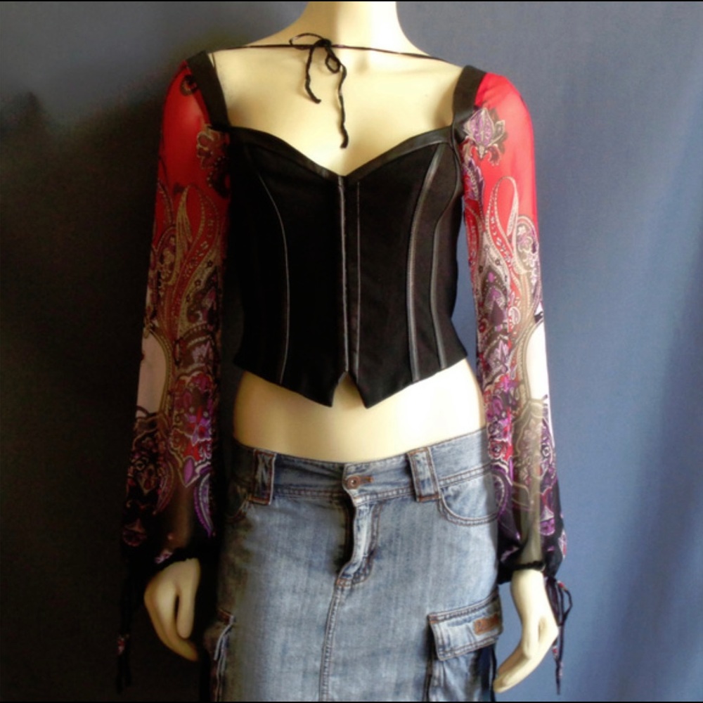 Bebe long sleeve corset top